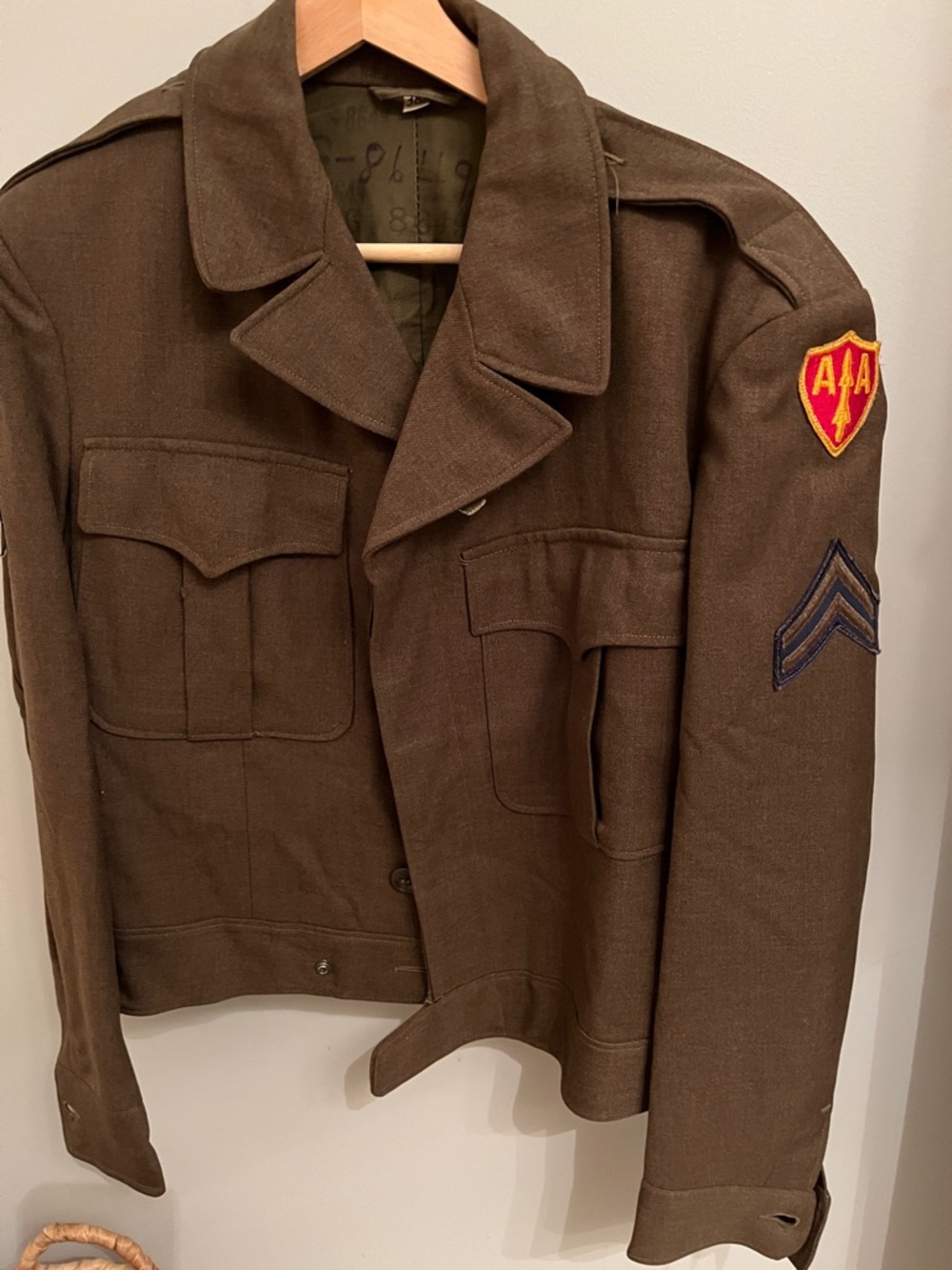 Men's Military-Style Brown Wool Field Jacket